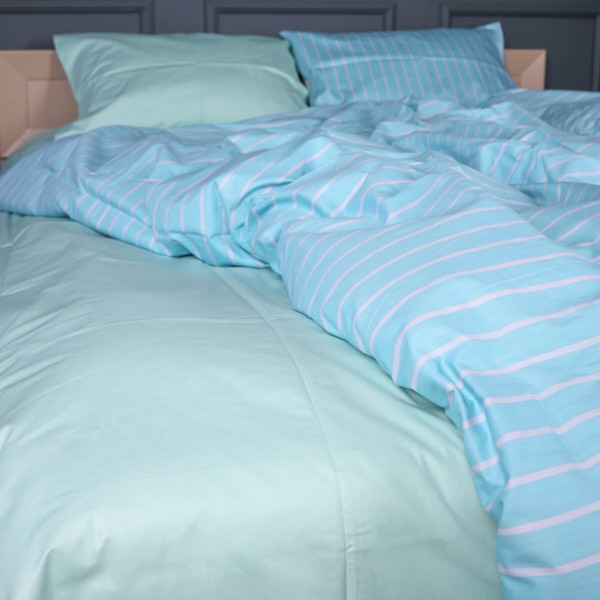 Фото - Комплект постільної білизни MirSon 22-1466 Seafoam Stripe 220х240 (2200013051565)